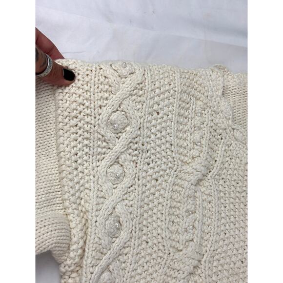 Vintage New Lauren Grey Cable Knit Sweater Cardigan Pearl Buttons SMALL - Picture 11 of 16